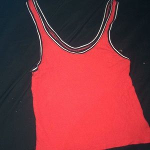 NWT Varsity Red striped crop top